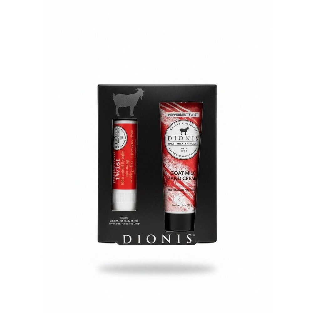 Dionis Goat Milk Set PEPPERMINT TWIST Lip Balm/Hand Cream Gift Set NIB